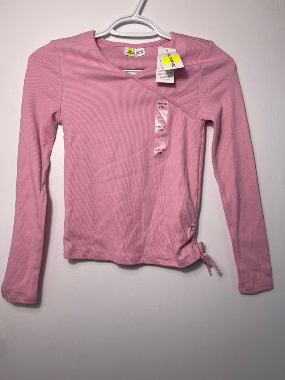 Epic Threads Gir’s Pink Long Sleeve Kids Top with Side Tie Size M(10-12) NWT